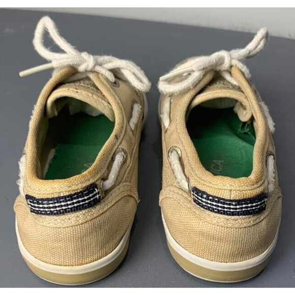 Nautica Boys Boat Shoes Tan Canvas Lace-Up Size 11 - Picture 3 of 8